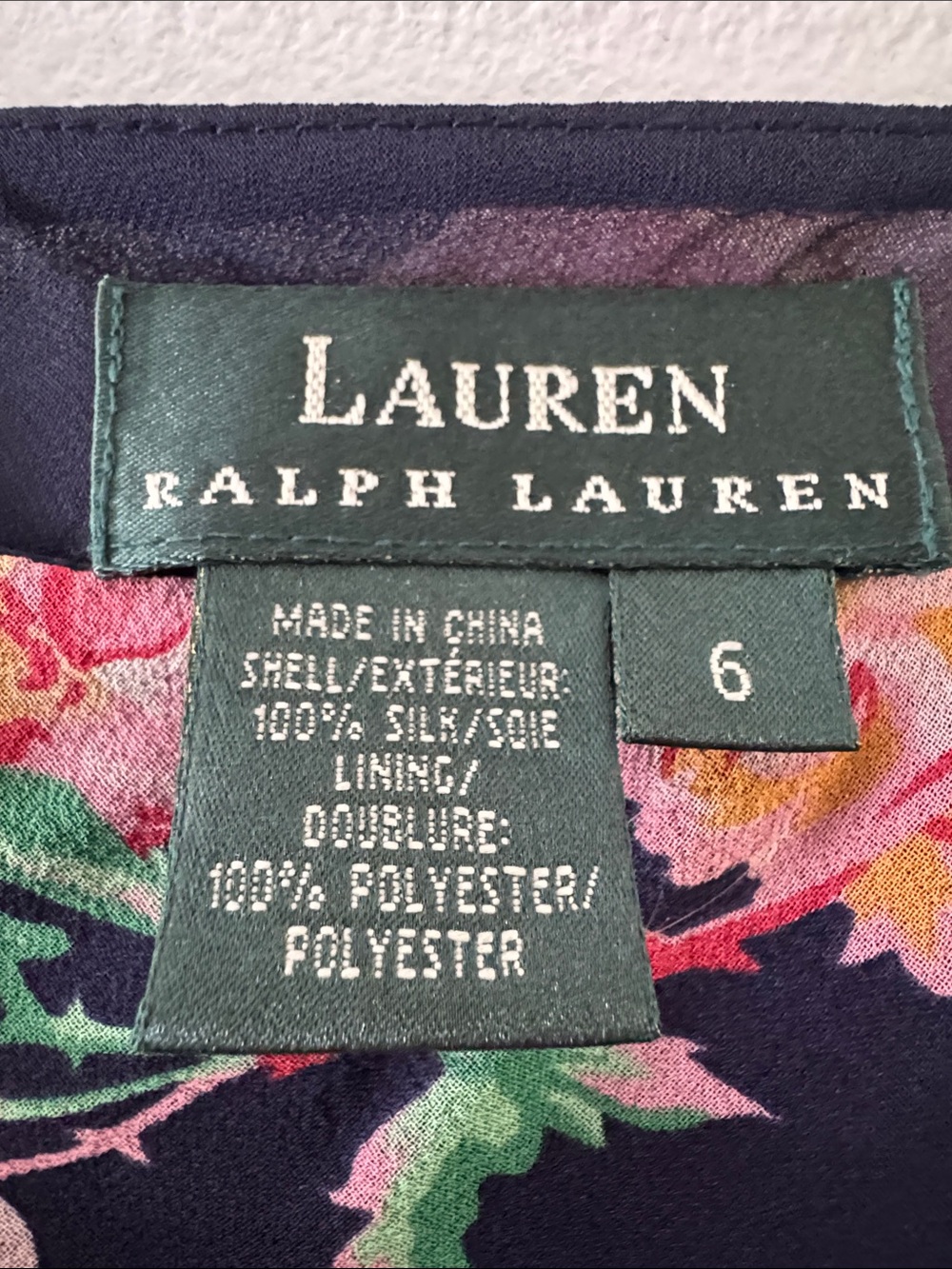 Lauren Ralph Lauren Silk Navy Floral Tiered Skirt with Pink Rose Print Sz 6 - Picture 2 of 5